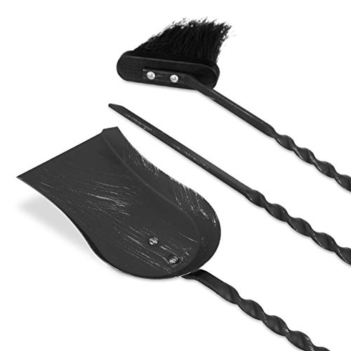 Relaxdays Juego de Utensilios de Chimenea Vintage, Negro, 36x21x57 cm, 10022292