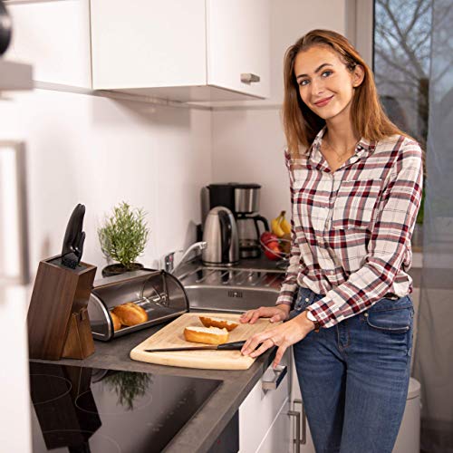 Relaxdays Panera, Acero inoxidable, Pequeña, Caja para guardar el pan, Fácil de limpiar, Plano, Plateado, plata