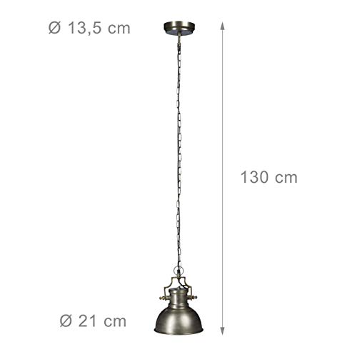 Relaxdays/pie para lámpara de techo metal mate, tamaño pequeño, estilo industrial con casquillo E27, antracita, 40 W