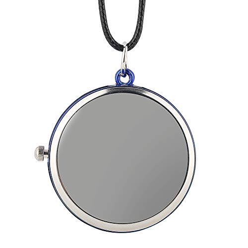 Reloj de bolsillo vintage con collar para dama, color azul, giratorio, con esfera de diamante, para mujer, el significado de la buena fortuna Befell de cuero con colgante de cadena para niñas