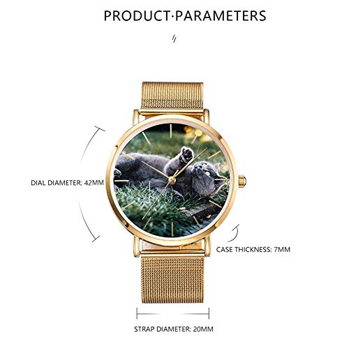Reloj de Cuarzo con Foto Personalizado Reloj de Pulsera de Acero Inoxidable Personalizado para Hombres Hecho-Día del Padre Reloj Simple de Moda Regalo-Oro/Negro/Azul