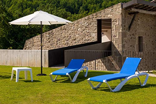 resol set de 2 tumbonas jardín exterior Acqua estructura blanca, textilene azul y 1 mesa auxiliar Andorra blanca