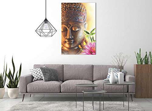 Revolio - Cuadro en Lienzo - impresión artística - Decoracion de Pared - Tamaño: 80x120 cm - Buda Loto marrón