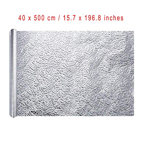 Ritte 2 Piezas Aluminio Papel Pintado Cocina, Papel Aluminio Autoadhesivo Papel Cocina Impermeable a Prueba Aceite para Muebles, Mesas(Textura Cáscara Naranja)