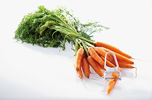 Ritter 79002X0001 Pelador de Frutas y Verduras, Cuchilla Acero Inoxidable para Diestros y Zurdos, Color Blanco