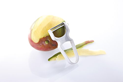 Ritter 79002X0001 Pelador de Frutas y Verduras, Cuchilla Acero Inoxidable para Diestros y Zurdos, Color Blanco