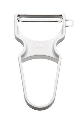 Ritter 79002X0001 Pelador de Frutas y Verduras, Cuchilla Acero Inoxidable para Diestros y Zurdos, Color Blanco