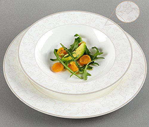 Ritzenhoff & Breker Isabella - Vajilla (12 Piezas, Fina Porcelana China), Color Blanco con decoración, Porcelana de Ceniza de Hueso, weiß mit ornamenten, 31 x 28 x 33 cm