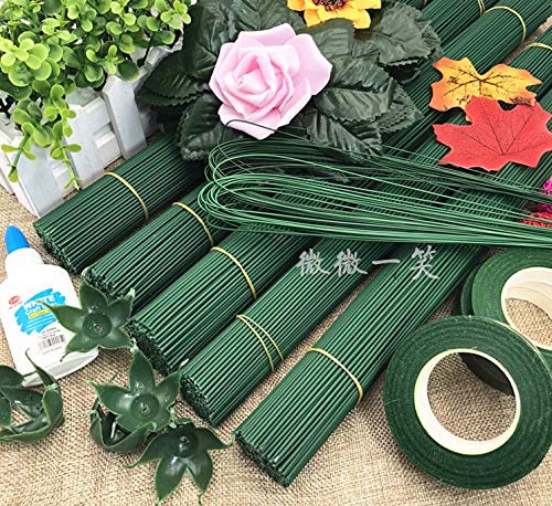 Rmeet Alambre de Tallo,Floral Wire 100 Pack Verde Floristas Alambres de Calibre para Flores Artificiales Boda Decoraciones Artesanía 40CM 22#