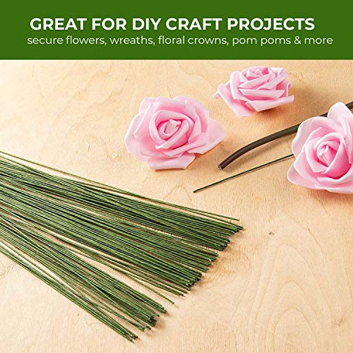 Rmeet Alambre de Tallo,Floral Wire 100 Pack Verde Floristas Alambres de Calibre para Flores Artificiales Boda Decoraciones Artesanía 40CM 22#
