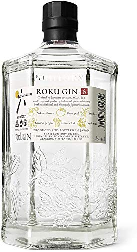 Roku Gin Ginebra Artesanal Japonesa + Tónica y Vaso, 43% - 700 ml