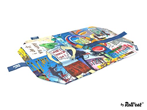 Roll'eat - Boc'n'Roll Teens Boys Bolsa Merienda Porta Bocadillos Ecológica sin BPA, Stereo Multicolor