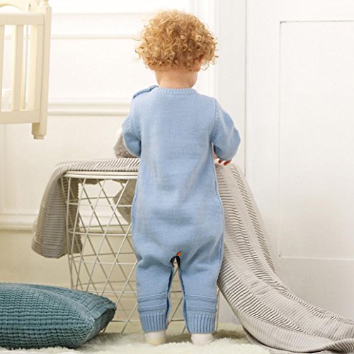 Ropa bebé Infantil Recién Nacido bebé niño niña Armadura Mameluco de Punto Mono Trajes Ropa 0-24 Mes (Cielo Azul, Tamaño:12-18Mes)