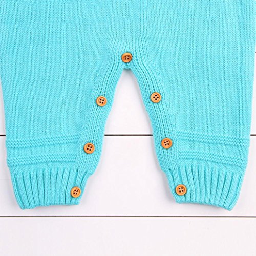 Ropa bebé Infantil Recién Nacido bebé niño niña Armadura Mameluco de Punto Mono Trajes Ropa 0-24 Mes (Cielo Azul, Tamaño:12-18Mes)