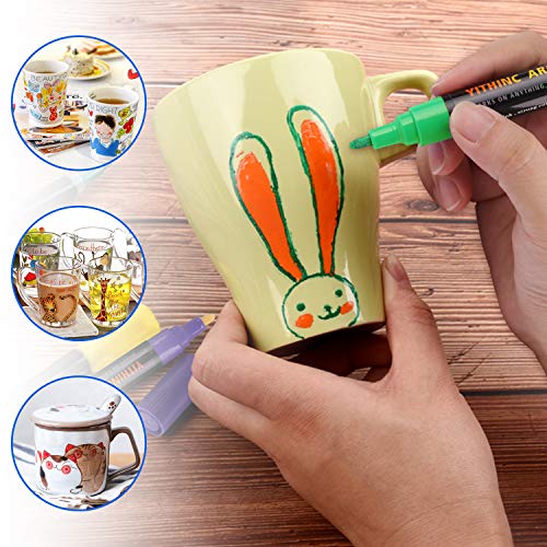 Rotuladores De Pintura Acrílica,YITHINC Juego De 18 Rotuladores para Pintar en Piedra, Cerámica, Porcelana, Vidrio, Guijarros, Tela, Lienzo, Madera y Diseño De Tazas Personalizadas