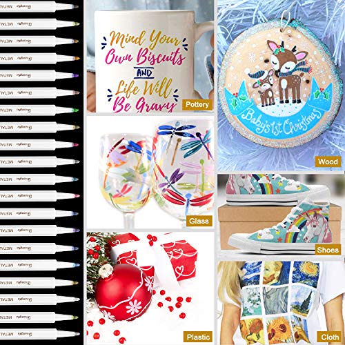 Rotuladores Metálicos，RATEL 20 colores brillantes Marcador Metálico para manualidades de bricolaje, pintura rupestre, álbum de fotos de bricolaje Rotuladores Metalizados para cerámica
