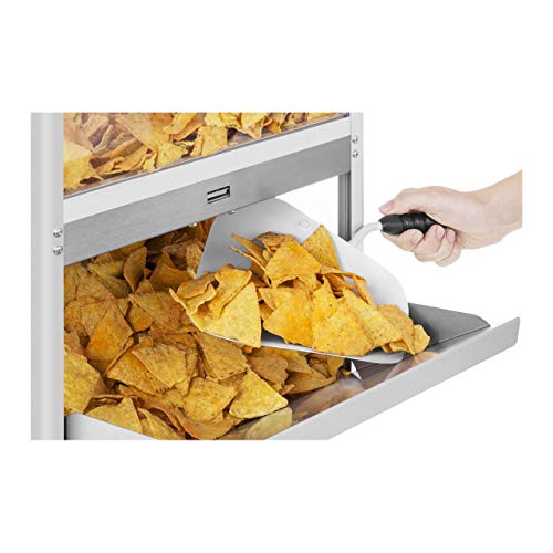 Royal Catering Máquina Nachos Nacho Calentador Vitrina Caliente para Nachos (160 W, 65 °C, Acero Inoxidable, Cristal Templado, 39,2 x 32 x 57,5 cm, Pala incl.)