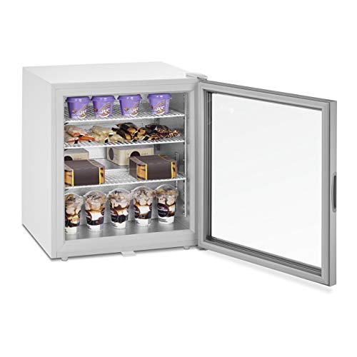 Royal Catering Mini Arcón Congelador Profesional RCFZ-W88L (88 L, Puerta de cristal aislante, Iluminación LED, Cerradura, Temperatura - 7 bis - 24 °C, incl. Cesta, Rejilla de separación)