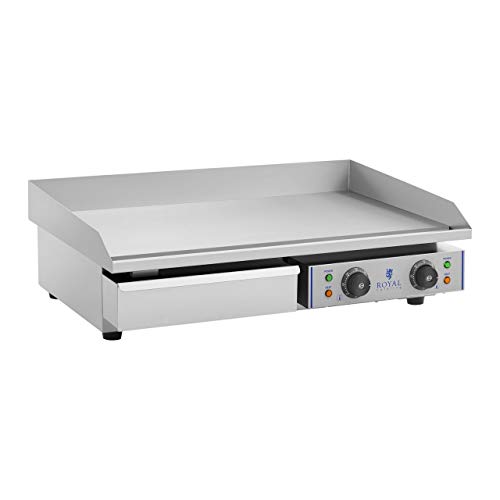 Royal Catering Plancha Grill Electrica Fry Top Parrilla Electrica Industrial RCEG-75 (2 x 2.200 W, Largo 75,5 cm, Superficie de calentamiento lisa, Protección antisalpicaduras)