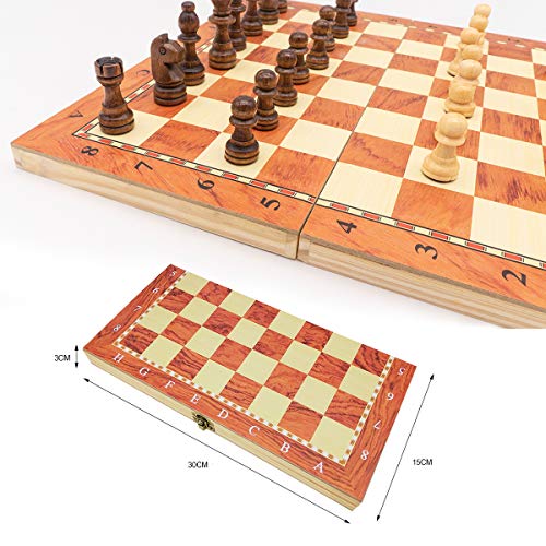 rparty Ajedrez de Madera 3 en 1 Plegable, Magnético,Tablero de Ajedrez 30X30 cm