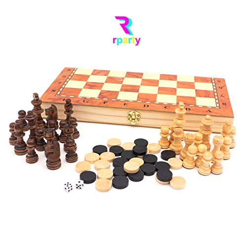 rparty Ajedrez de Madera 3 en 1 Plegable, Magnético,Tablero de Ajedrez 30X30 cm
