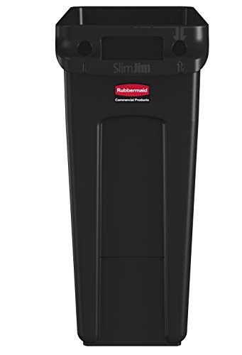 Rubbermaid Commercial Products 1955959 Cubo de Basura con Ranuras de Ventilación, 60 L, Negro