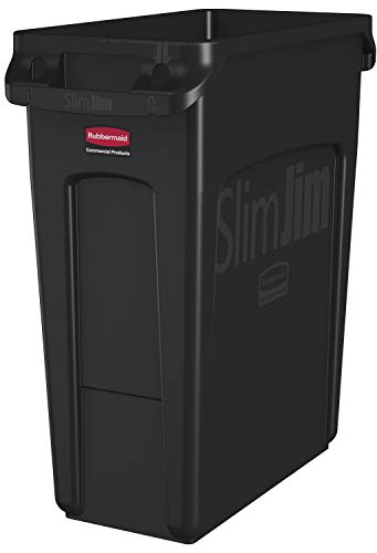 Rubbermaid Commercial Products 1955959 Cubo de Basura con Ranuras de Ventilación, 60 L, Negro