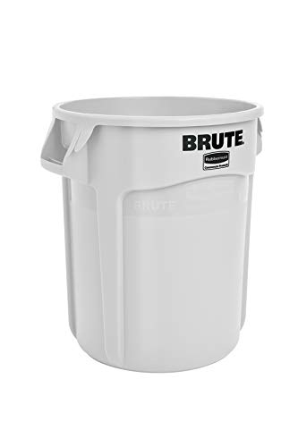 Rubbermaid Commercial Products 2620 Brute - Cubo de basura con tapa deslizante, capacidad de 75.7 l, blanco