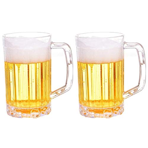 Ruesious Jarras de Cerveza clásicas de 2 Piezas, jarras de Cerveza, jarras de Cerveza - Jarras de Cerveza de plástico acrílico de 1 Pinta - Anti-caída, Resistencia a Altas temperaturas