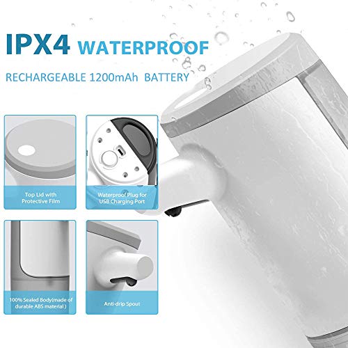 SACHUKOT Dispensadores de loción y de jabón 450ML,Dispensador de Jabón Automático Sensor de Movimiento Inteligente y Impermeable IPX4, Recargable Dosificador Jabon Espuma con USB para Cocina, Baño