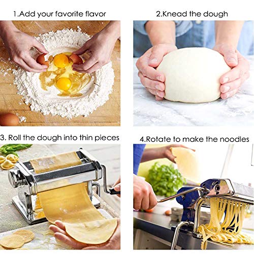 Sailnovo Máquina para Hacer Pasta Fresca Máquina de Cortar Pasta Acero Inoxidable Máquina de Cocina en Casa Máquina para Hacer Fideos Frescos Tallarines Lasañas Espaguetis