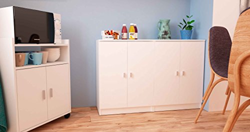 Samblo S9915 Senchi - Armario Bajo de Cocina con 2 Puertas, Blanco, 34 x 60 x 80 cm