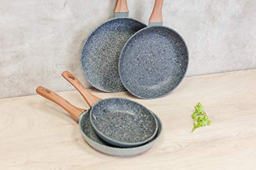 San Ignacio Granito - Set de 4 sartenes (20-24-26-28 cm), alumino forjado antiadherente, apto para todo tipo de cocinas incluido inducción