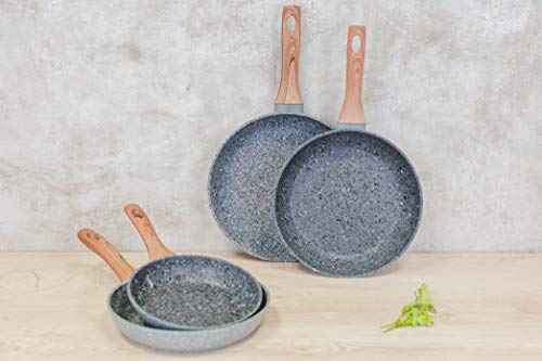 San Ignacio Granito - Set de 4 sartenes (20-24-26-28 cm), alumino forjado antiadherente, apto para todo tipo de cocinas incluido inducción