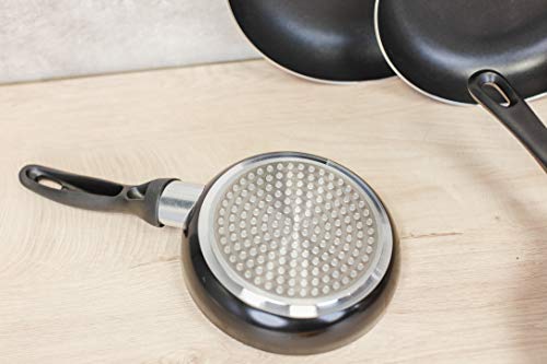 San Ignacio Premium - Batería de cocina de 3 piezas (1.6L, 2.3L, 3.3L) y Set de 3 sartenes (16-20-24 cm), aluminio prensado antiadherente, apto para todo tipo de cocinas incluido inducción