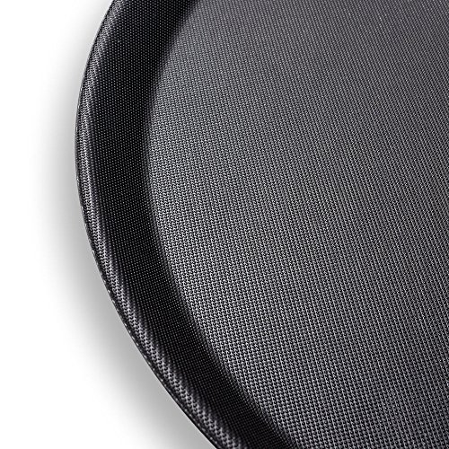 Schramm® 3 Piezas Gastro Tray 35x2cm Redondo Negro 3-Pack con Revestimiento Antideslizante Borde Alto Bandeja de Camarero Bandeja de Camarero Gastro Tray