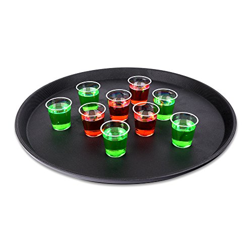 Schramm® 3 Piezas Gastro Tray 35x2cm Redondo Negro 3-Pack con Revestimiento Antideslizante Borde Alto Bandeja de Camarero Bandeja de Camarero Gastro Tray