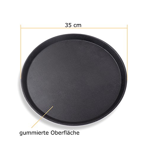 Schramm® Gastro Tray 35x2cm Redondo Negro con Recubrimiento Antideslizante Borde Alto Waiter Tray Waiter Gastro Tray