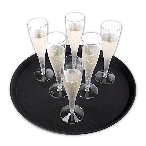 Schramm® Gastro Tray 35x2cm Redondo Negro con Recubrimiento Antideslizante Borde Alto Waiter Tray Waiter Gastro Tray