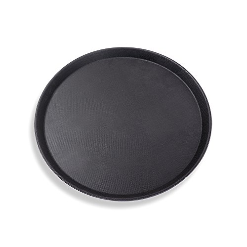 Schramm® Gastro Tray 35x2cm Redondo Negro con Recubrimiento Antideslizante Borde Alto Waiter Tray Waiter Gastro Tray