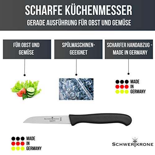 Schwertkrone Solingen Cuchillo para Verduras, Acero Inoxidable, Negro