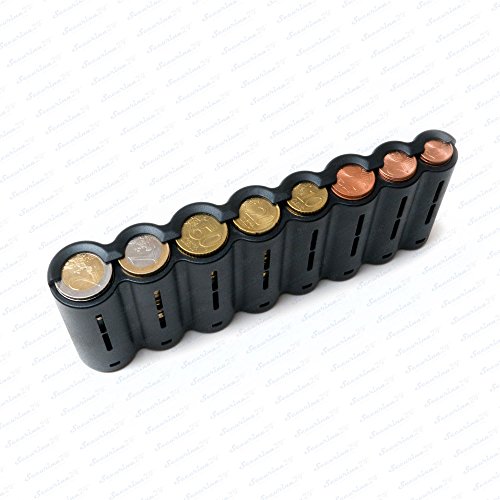 Securina24 - Bolsa de camarero con cambiador de euros con 8 compartimentos, correa de transporte, color Negro