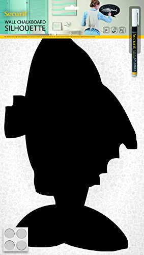Securit - Pizarra (incluye rotulador de tinta blanca y 4 adhesivos), diseño de silueta de pez, color negro