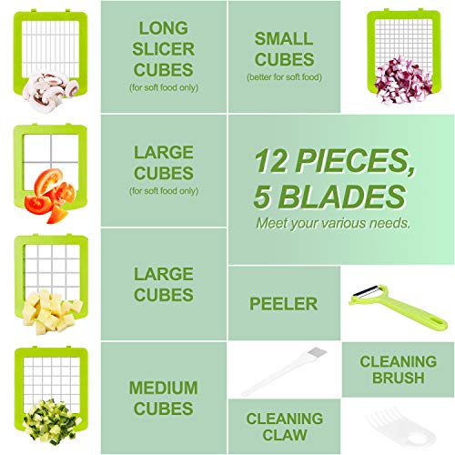 Sedhoom 12 Piezas Cortador de Verdura Mandolina de Verduras Multifuncional Mandolina de Cocina Slicer Espiral Rallador de Cuchillas Acero Inoxidable,Pelador