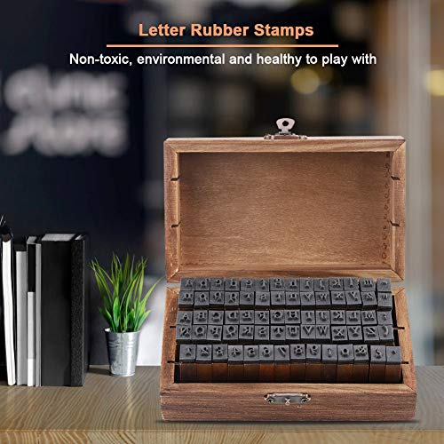 Sellos De Goma De Alfabeto De De Madera,70PCS Con Caja De Almacenamiento,Utilizado Para Álbumes De Fotos, Álbumes De Recortes, Escribir Una Carta, Llevar Un Diario
