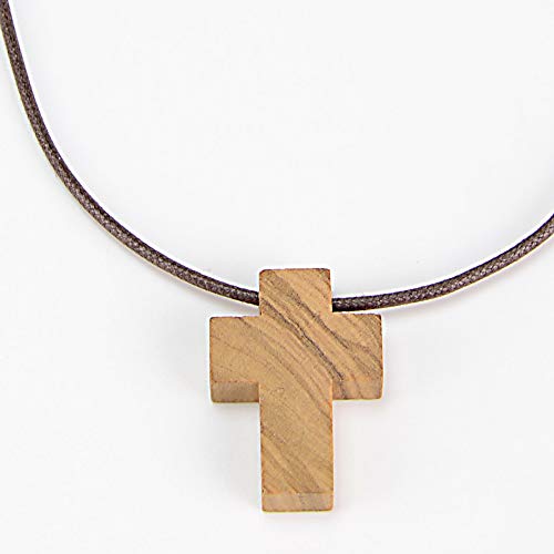 Sentimiento y Devoción Colgante Hombre o Collar Mujer Cruz Madera de Olivo de Belén