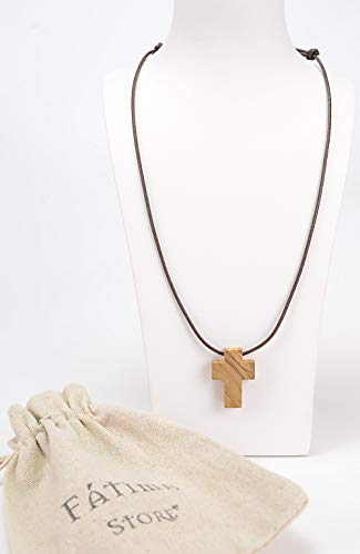 Sentimiento y Devoción Colgante Hombre o Collar Mujer Cruz Madera de Olivo de Belén