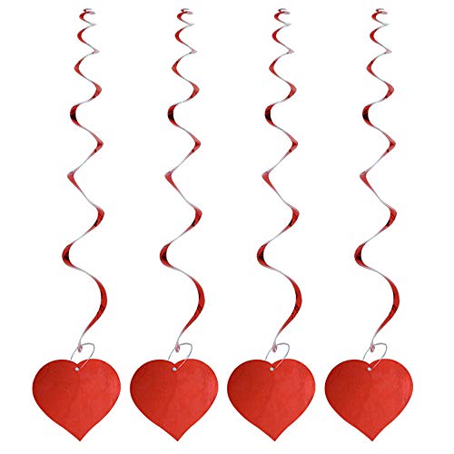 SERWOO 24pcs Corazón Guirnalda Colgante Espiral PVC Decorativa Decoración Adorno Boda Fiesta San Valentín Navidad Bautizo Techo Ventana Puerta (Largo: 86cm) (24pcs, Corazón, Rojo)