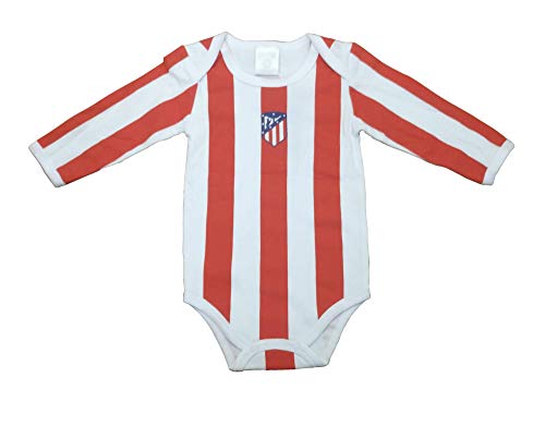 Set - 2 Bodys - Atlético de Madrid - Colores Originale, Nuevo Escudo - Producto Licenciado (6-12 Meses)