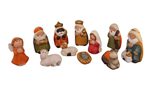 Set De 11 Figuras Belén 7.5cm, Nacimiento, Belén De Cerámica Santon Para Decoración Navideña